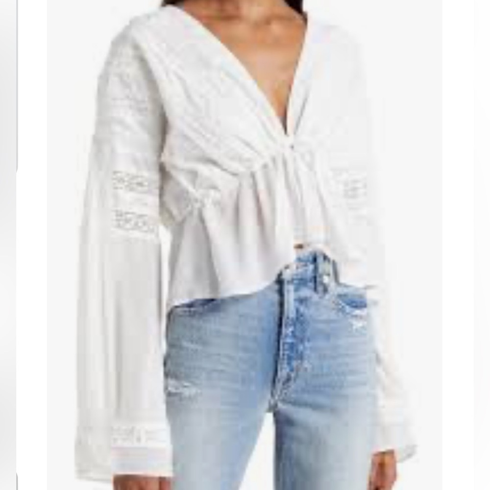 ALLSAINTS Chlo
Broderie Crop Long
Sleeve Cotton Blouse